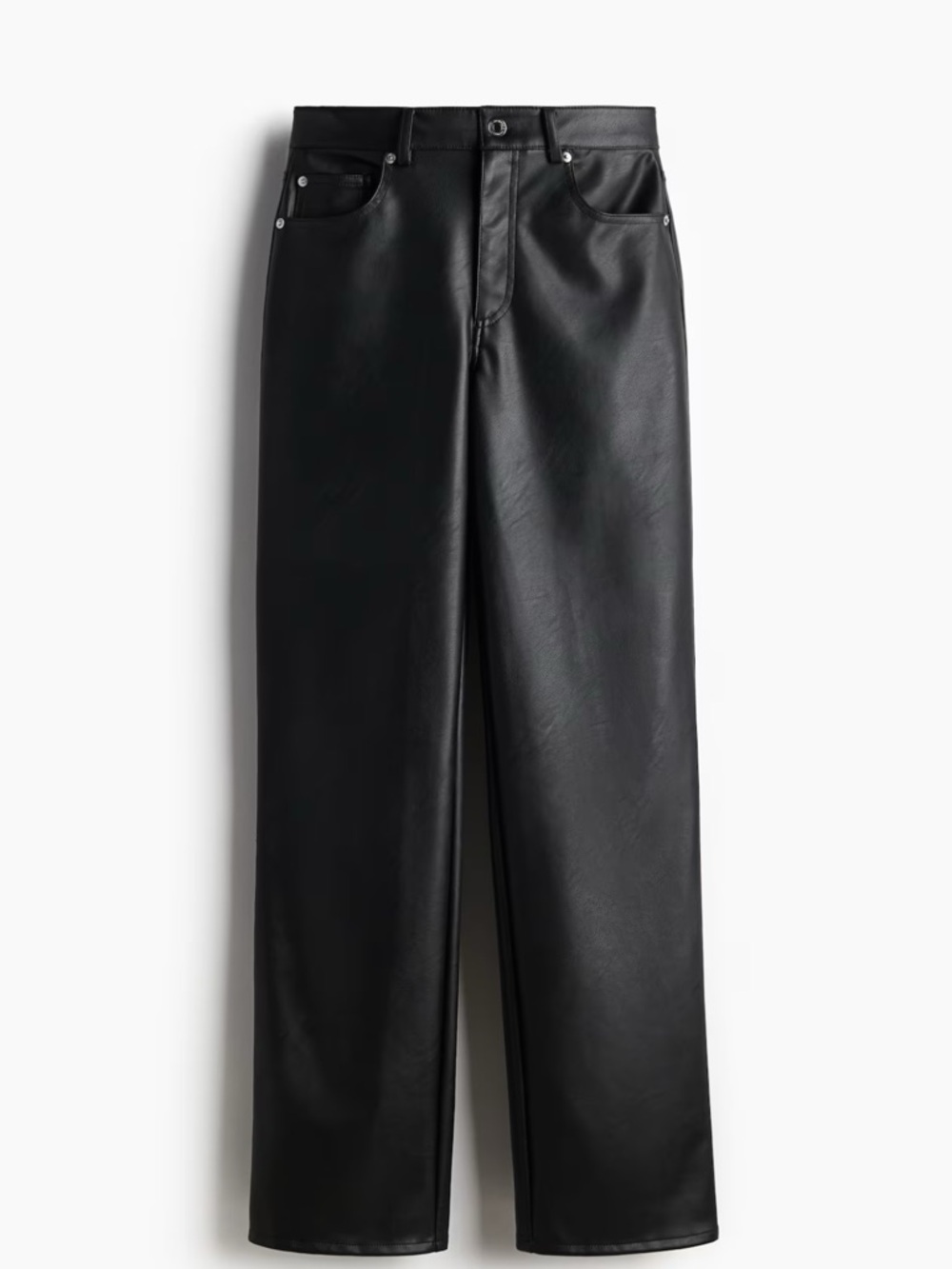 H&M Black Wide-Leg Faux Leather Pants